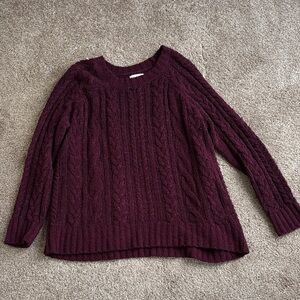La Hearts Maroon Cable Knit Sweater